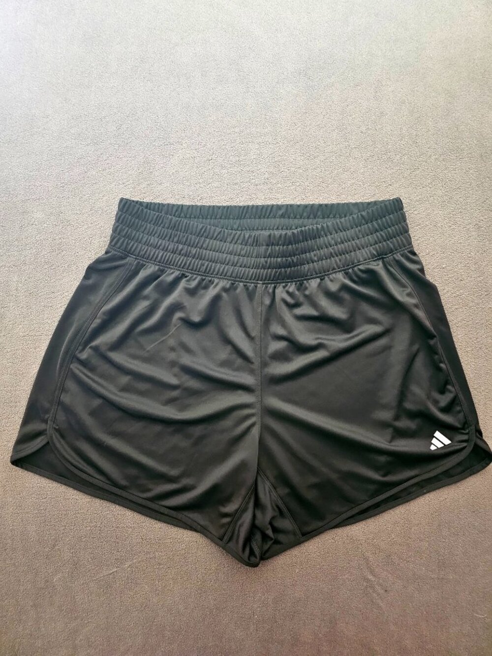 Adidas Running Shorts Womens XL Black Athletic Gym Workout Curved Hem Logo